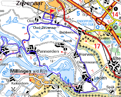 Routekaart fietstocht "Van Baksteen tot Defensiewerk"